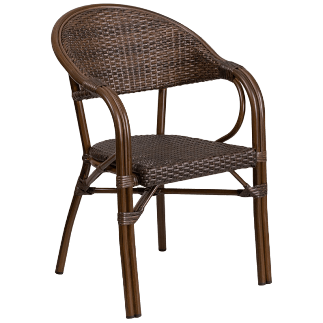 Dark Brown Rattan Chair with Bamboo Aluminum Frame