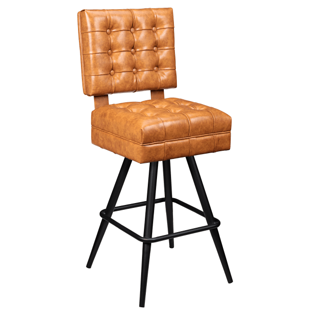 Trionfo Tufted Premium Bucket Bar Stool with Square Frame