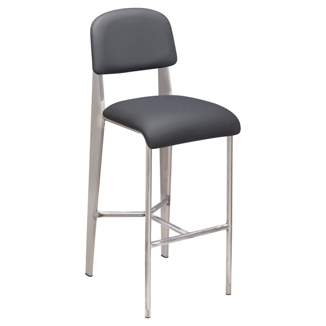 Nico Padded Metal Bar Stool in Clear Coat