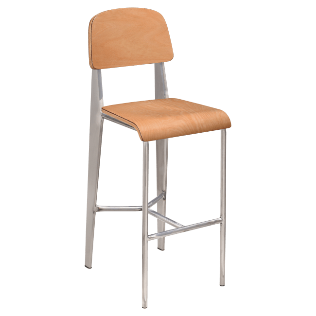 Nico Bar Stool with Wood Back in Clear Coat Finish