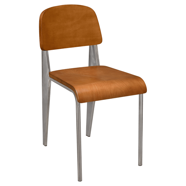 Nico Metal Chair with Wood Back in Clear Coat Finish