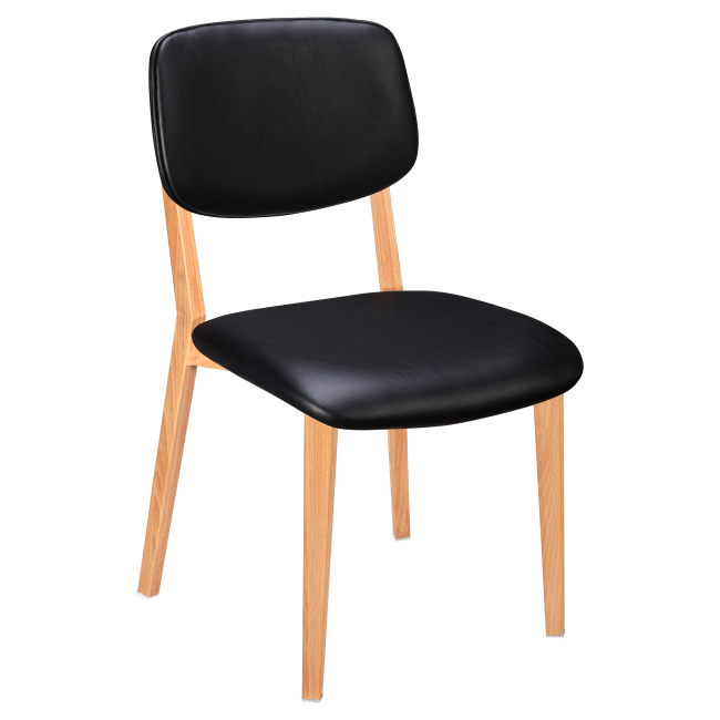 Enzo Wood Grain Metal Chair with Padded Back