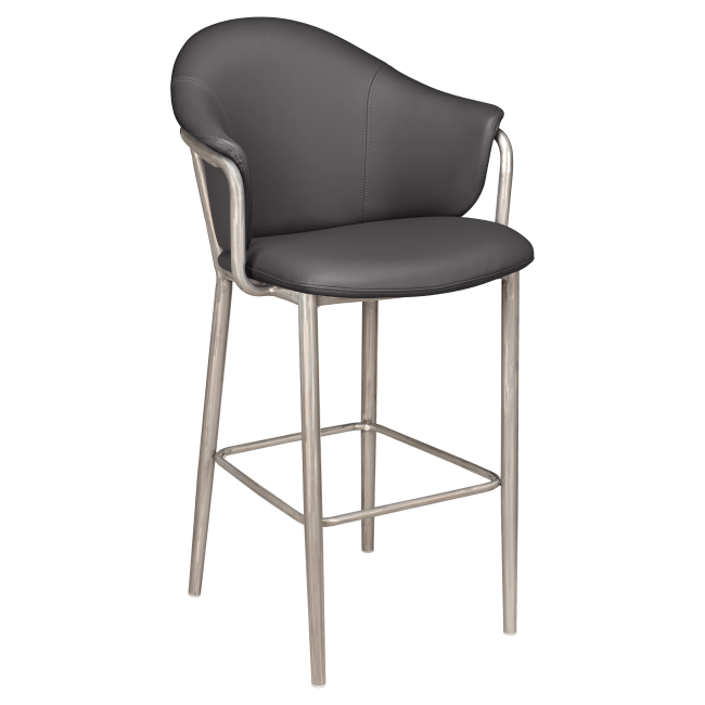 Kova Metal Bar Stool with Arms in Clear Coat