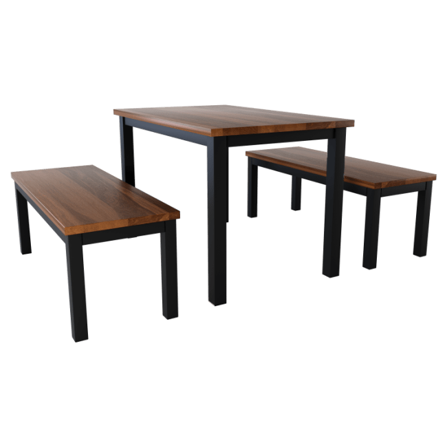 Ottis Set of 2 Benches and Solid Wood Table