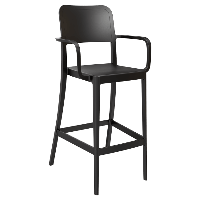 Parker Solid Back Outdoor Resin Bar Stool with Arms