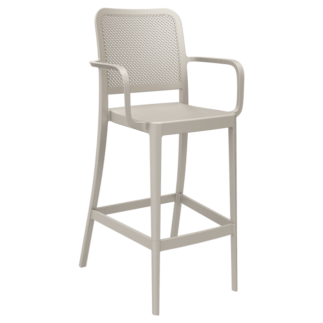 Rowan Perforated Outdoor Resin Bar Stool with Arms