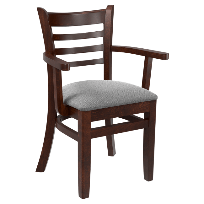 Ladder Back Wood Restaurant Chair with Arms