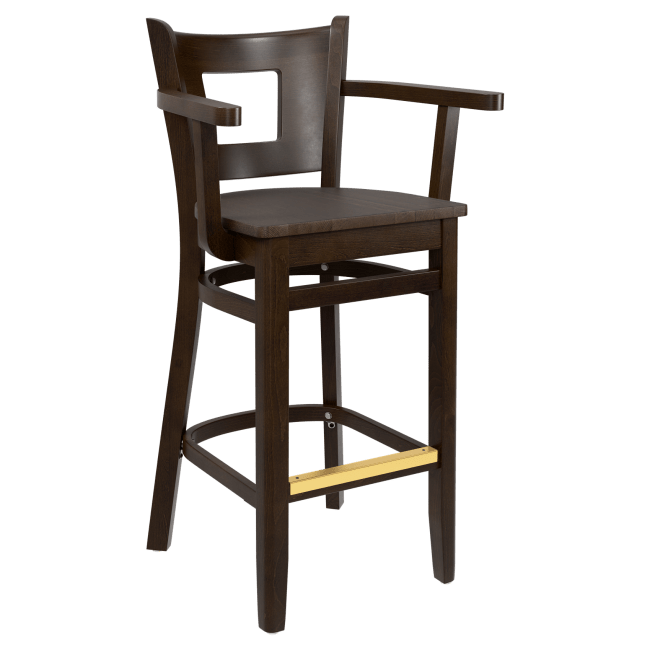 Premium US Made Duna Wood Bar Stool With Arms