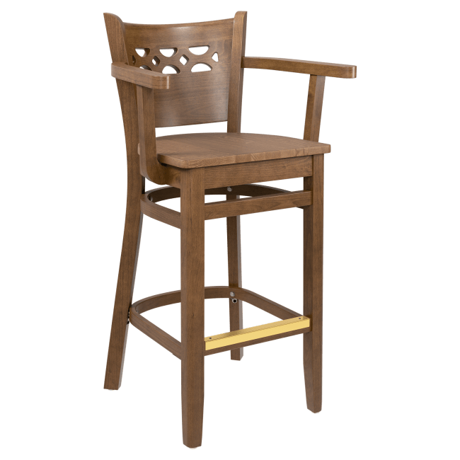 Premium US Made Leonardo Wood Bar Stool With Arms