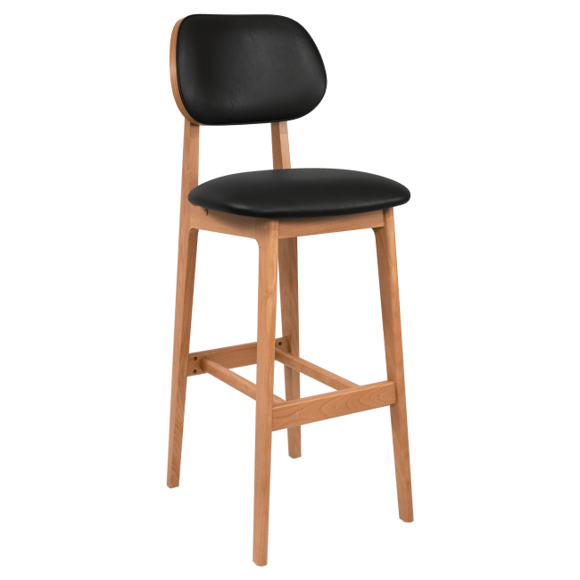 Gisselle Wood Bar Stool with Padded Back