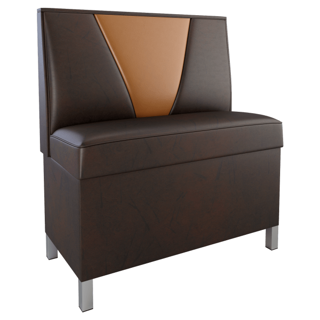 V Shape Back Restaurant Booth with Metal Legs - Bar Height