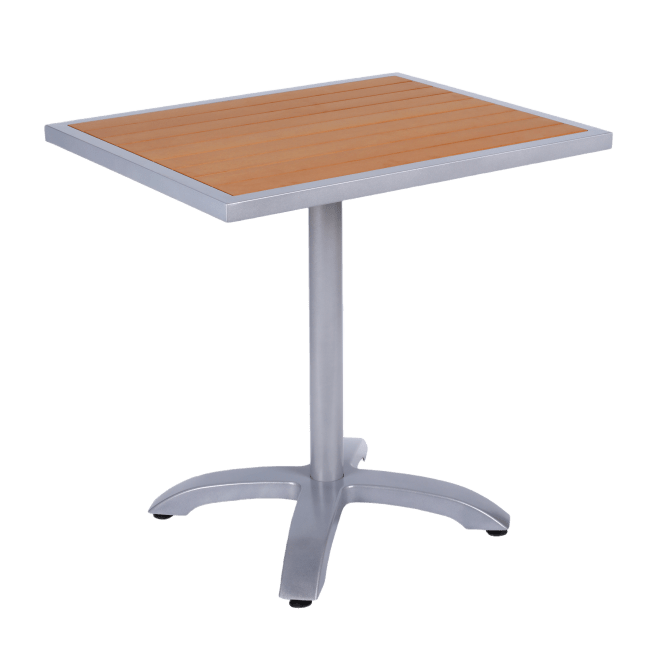 Aluminum Faux Teak Look Patio Table Set with Base