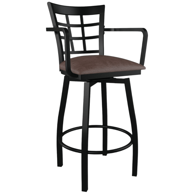 Window Back Swivel Bar Stool With Arms, Bar Stools With Backs And Arms Swivel
