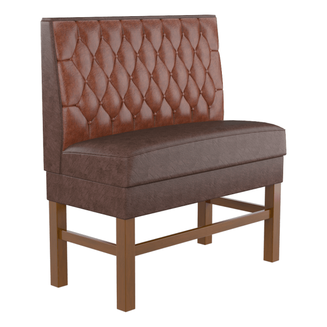 Button Tufted Back Restaurant Booth with Extended Wood Legs - Bar Height