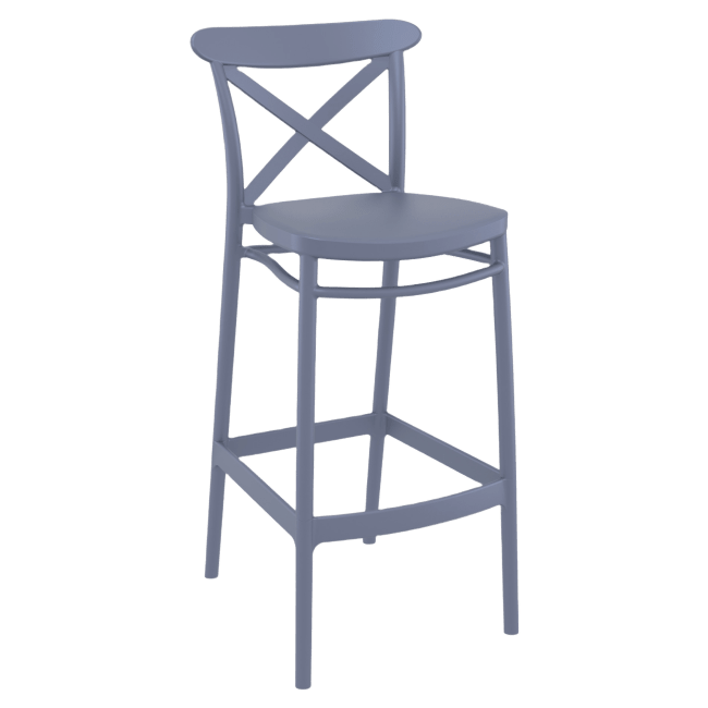 Cross Back Resin Patio Bar Stool