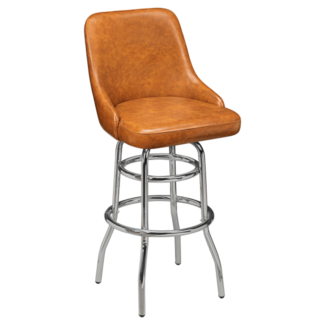 Premium Mauro Bucket Swivel Bar Stool with Chrome Frame