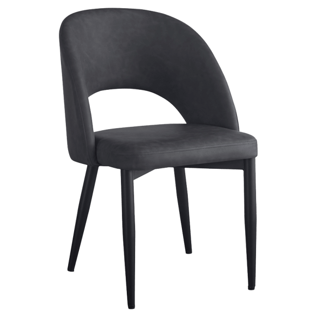 Dark Grey Vinyl Lounge Chair with Black Metal Legs