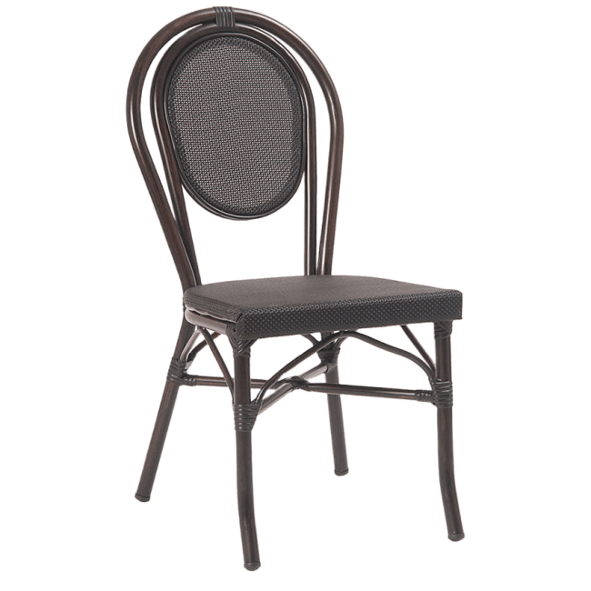 Economy Aluminum Bamboo Patio Chair with Black Rattan
