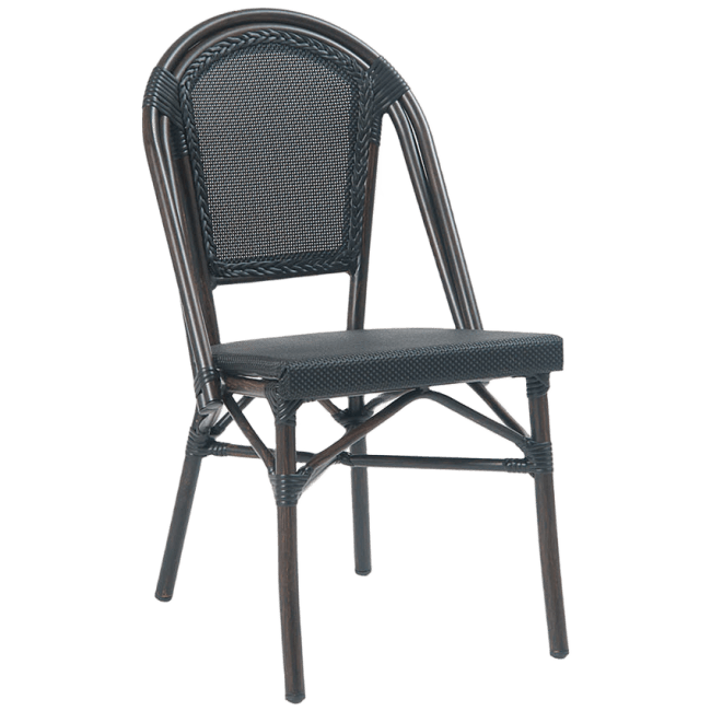 Aluminum Bamboo Patio Chair with Black Rattan