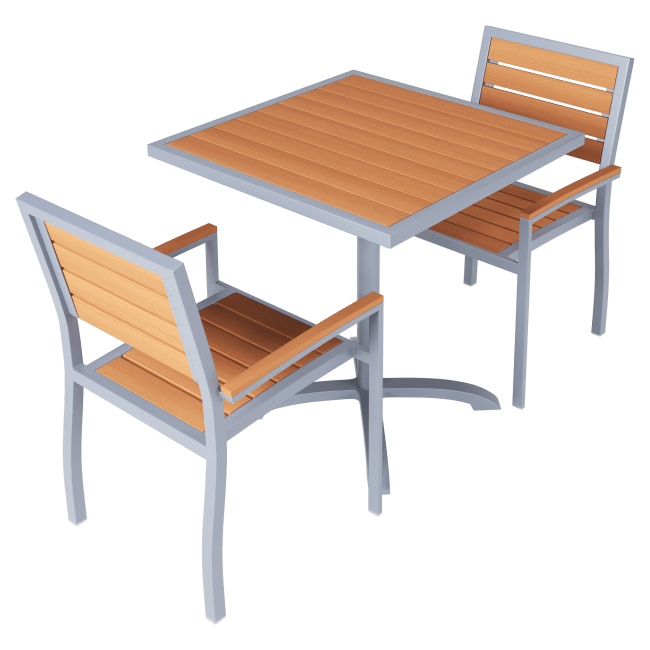 Set of Grey Heavy Duty Aluminum Patio Armchairs with Table