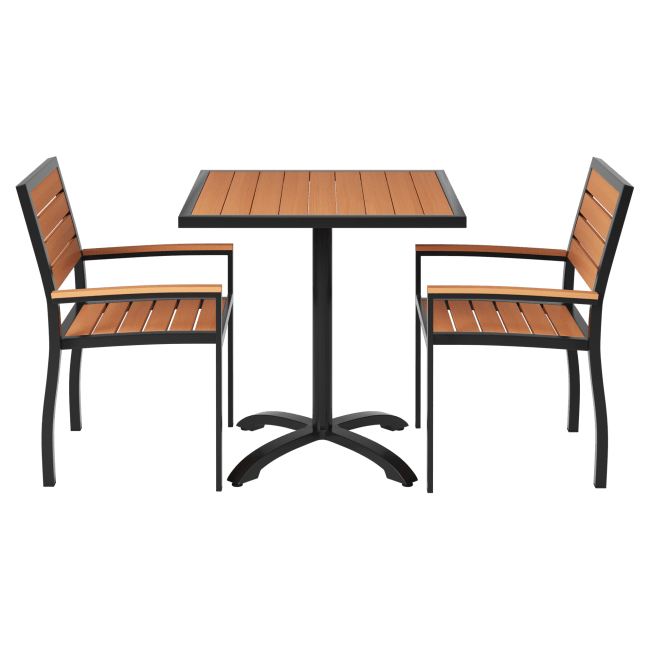 Set of Black Heavy Duty Aluminum Armchairs with Table