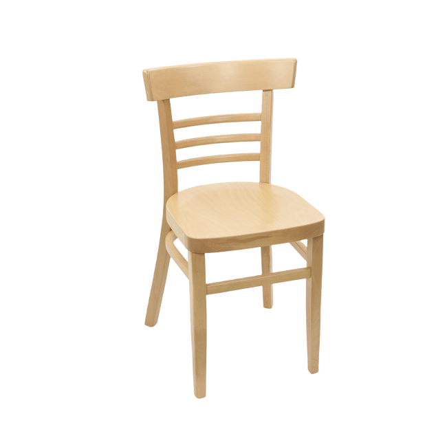 Wood Restaurant Ladder Back Chair with Extended Edges in Walnut Finish