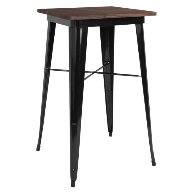 Industrial Black Bar Height Table with Dark Walnut Wood Top