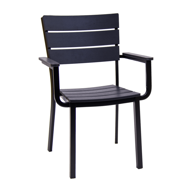 Slatted Patio Metal Arm Chair