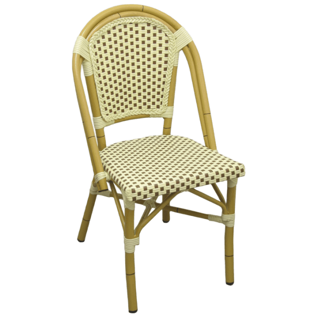Aluminum Bamboo Patio Chair With Brown and White Rattan