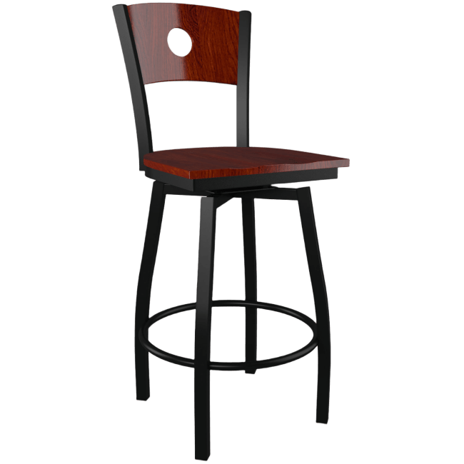 Interchangeable Back Metal Swivel Bar Stool with Circle Back