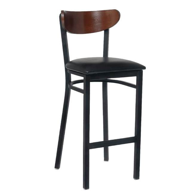 Modern Curved Back Metal Bar Stool With, Metal And Wood Bar Stools With Backs