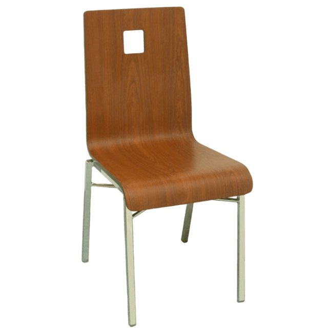 Deco Chair With Square Back and Chrome Frame