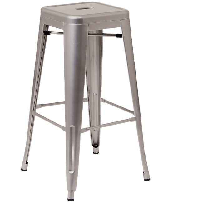 Bistro Style Metal Backless Bar Stool in Clear Finish 