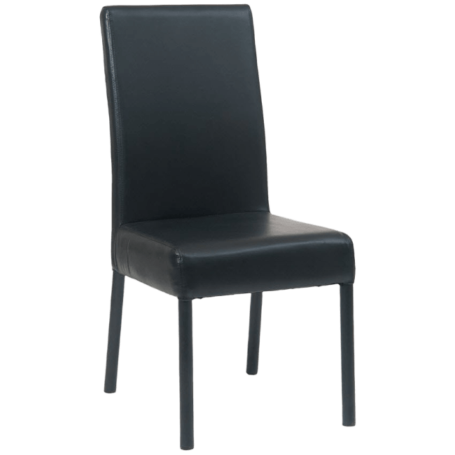 Metal Parsons Lounge Chair in Black Finish and Black Vinyl Upholstery