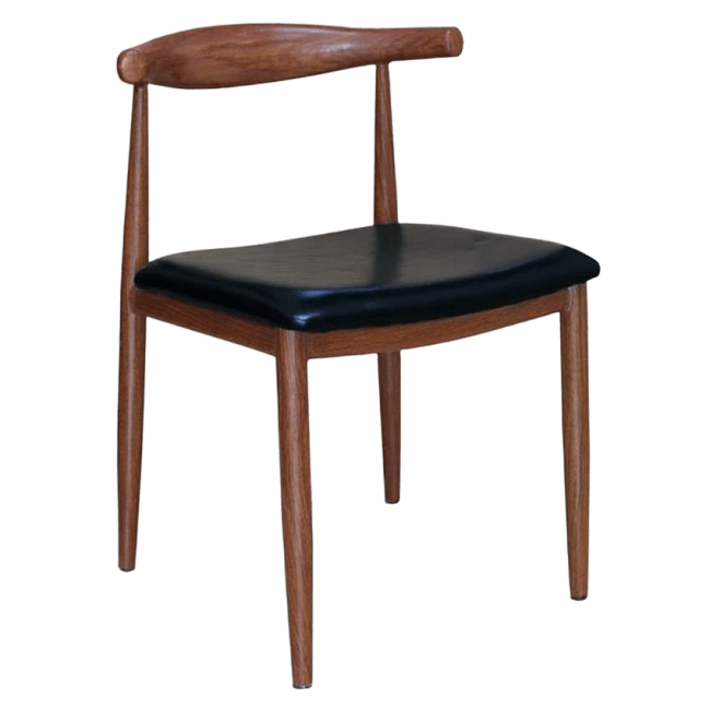 Wood Grain Metal Chair in Walnut  Finish