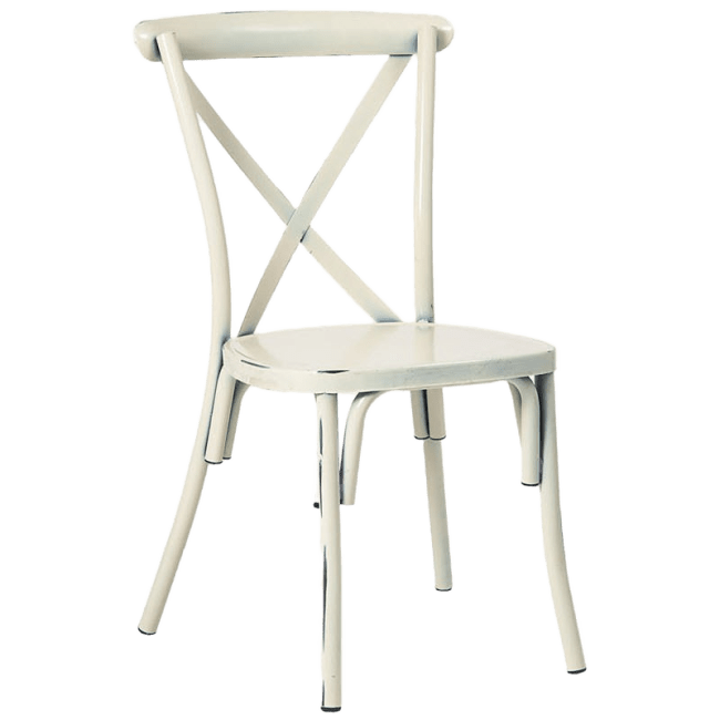 White Stackable Metal X-Back Chair