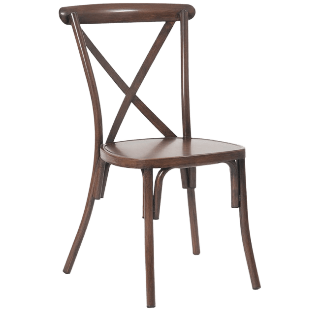 Walnut Stackable Metal X-Back Chair