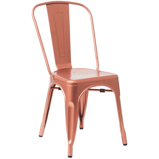 Bistro Style Metal Chair in Copper Frame Finish