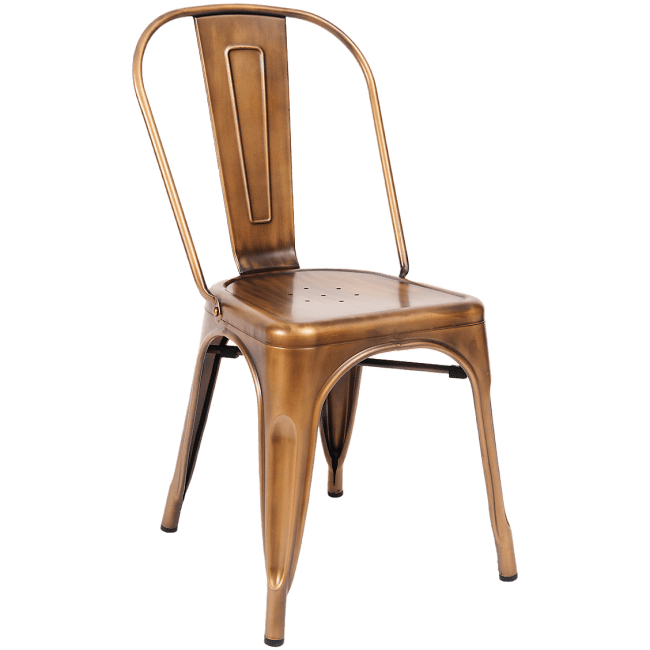 Bistro Style Metal Chair in Gold Frame Finish