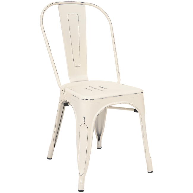 Distressed White Bistro Style Metal Chair