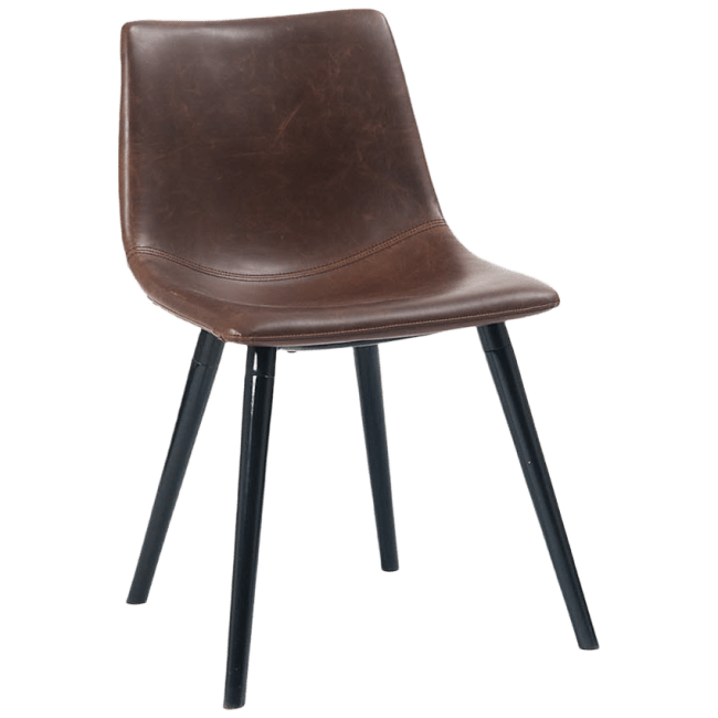 Vintage Style Metal Chair with Brown Padded Seat and Back