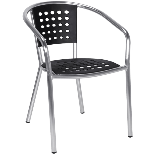 Aluminum Chair With Black Resin Seat & Back