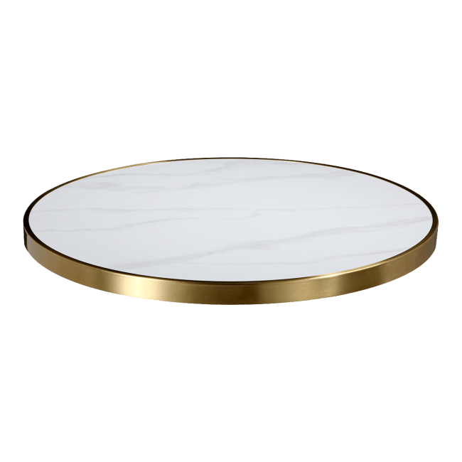 Sintered Stone Indoor / Outdoor Table Top with Stainless Steel Edge