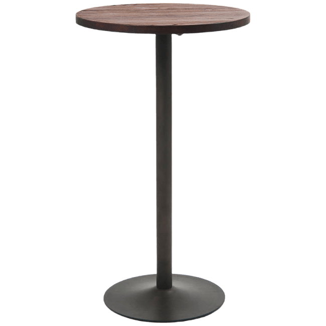 Round Industrial Series Bar Height Table with Metal Base & Wood Top