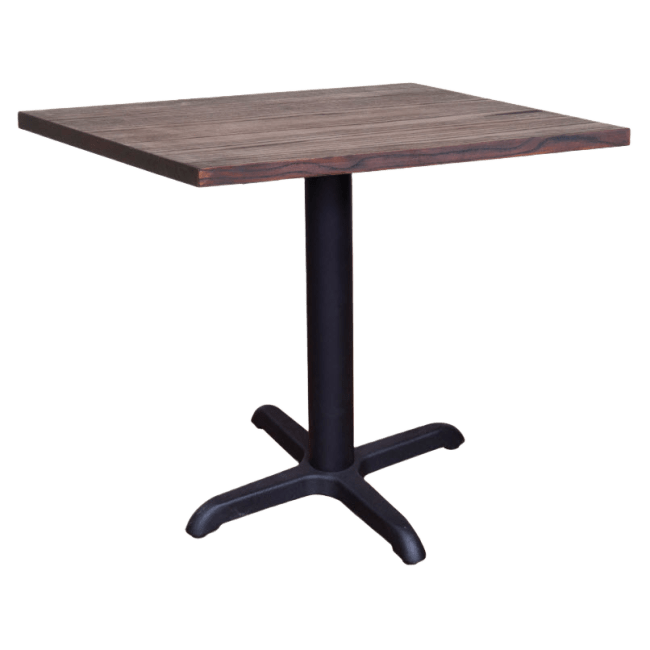 Industrial Series Restaurant Table with X Prong Base and Wood Top