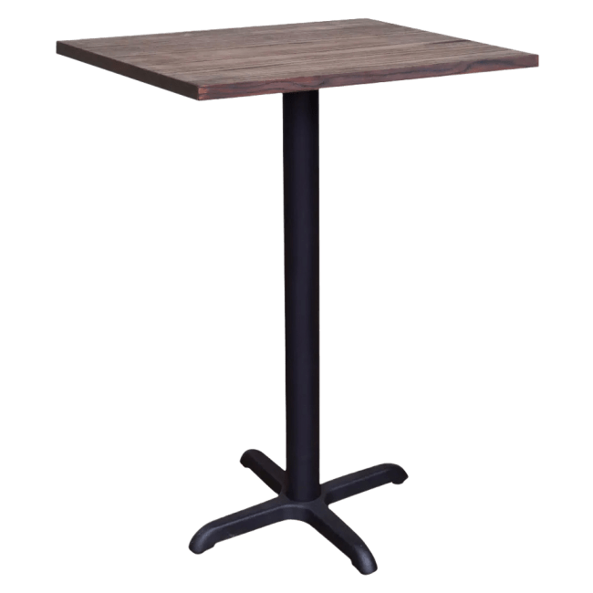 Industrial Series Restaurant Bar Height Table Set with X Prong Base and Wood Top