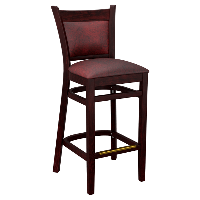 Premium Padded Back Wood Bar Stool