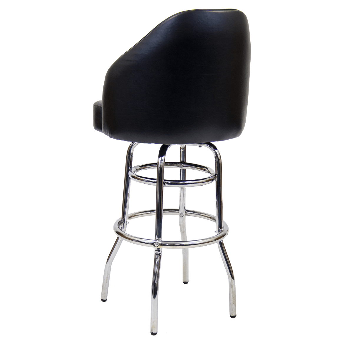 Chrome Swivel Bar Stool with Double Ring and Extra Curved Seat