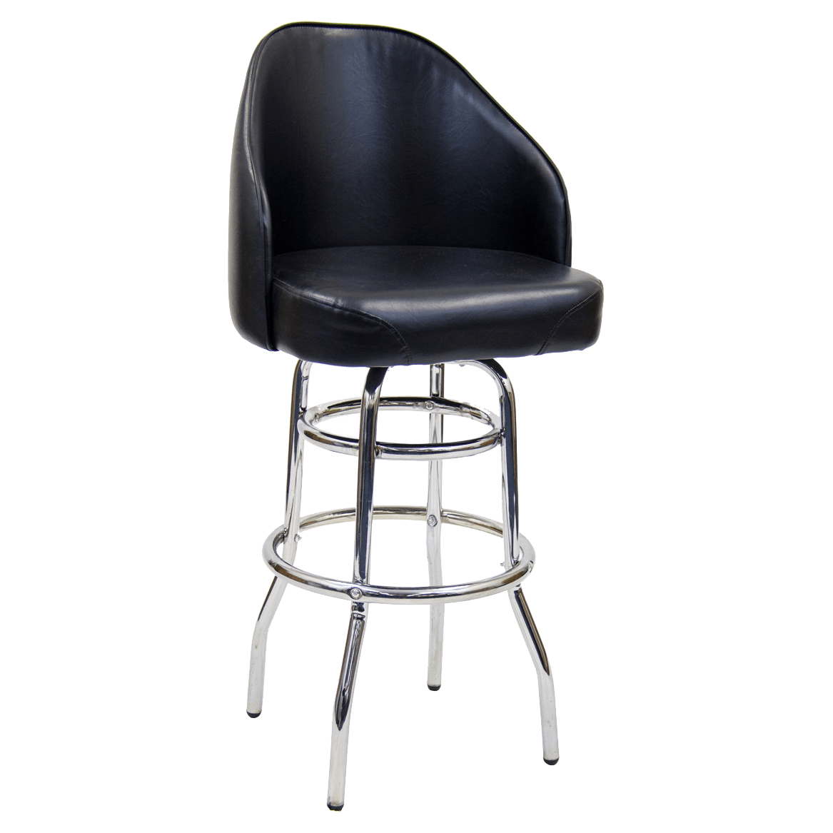 Chrome Swivel Bar Stool with Double Ring and Extra Curved Seat