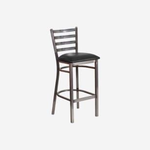 Clear Coat Metal Ladder Back Bar Stool
